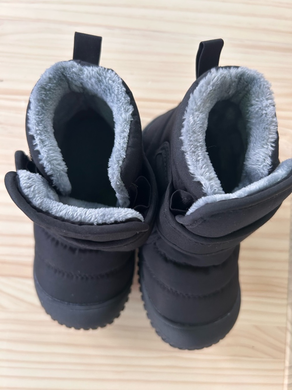 Kids Black Winter Boots with Plush Lining